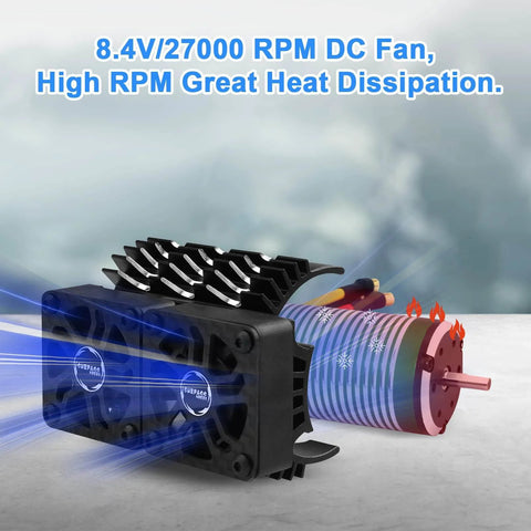Beefy Twin RC Car Motor Cooling Fans With Metal Cover Heatsink For 1 8 And 1 7 Scale Brushless Motors 40mm And 42mm Diameter