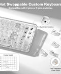 Compact Wireless Mechanical Keyboard Featuring Hot Swap Switches And Clear Caps For Streamlined Desk Setup with transparent switches