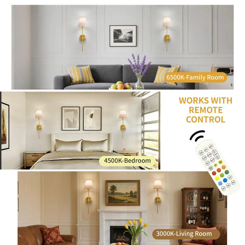 Set Of Two Battery Powered Wall Sconces Featuring Rechargeable E26 Led Bulbs Sleek Modern Frame No Wire Hassle Straight Forward Install To Amp Up Your Hallway Game Changing Lighting Upgrade in family, bedroom, and living room settings.