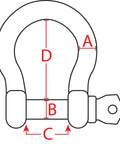 Bow Shackle Three Quarter Inch Stainless Steel Marine Grade 316 Heavy Duty Two Pack For Boat Tie Downs And Towing 5500 Lb Working Load Limit Not For Overhead Lifting, shackle dimensions diagram