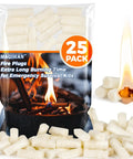 Fast Fire Starter Kit With 25 Fire Plugs For Quick Campfire Ignition Survival Gear For Camping BBQ Fireplace And Outdoor Adventures Reliable Fire Starters You Can Count On showing package and burning plug
