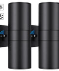 Dusk To Dawn Outdoor Wall Light With Up And Down Sconces Waterproof Anti Rust Cylinder Black Go To Exterior Wall Mount 2 Pack