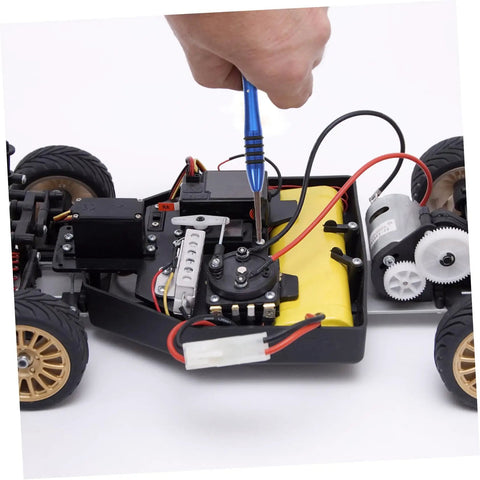 Ultimate RC Car Screw Tool Kit in use on remote control car for quick repairs, showing precision bits and portable organized case.