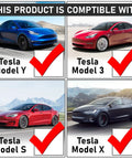 No Stress On The Fly J1772 To Tesla Charging Adapter For Quick Level 1 And Level 2 Electric Household Plug In Compatible With Model 3 Y S And X displaying vehicle compatibility.