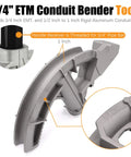 Fuzbalty 1 Inch Emc Conduit Bender Heavy Duty Aluminum Die Cast Pipe Bending Tool With Built-In Level And Serrated Step for bending 3/4 inch EMT.