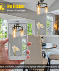 Hand holding phone showing Dimmable Vintage LED Edison Bulbs Pack Of 4, 6W Equal To 60W, 700 Lumens, 2700K Warm White in cafe lighting.