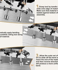 Step-by-step guide using Three Station Roller Bender for Metal Roofing and Sheet Metal adjustable from 0 to 90 degrees, showing bending process.
