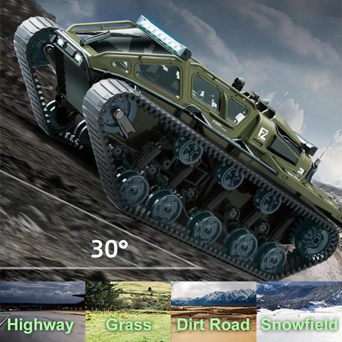 All Terrain Army RC Tank For Kids With 2.4G Proportional Remote climbing steep dirt road