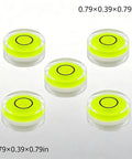5Pcs Small Circular Bubble Levels with Double Sided Adhesive, 15mm diameter, bright green liquid for precise leveling.