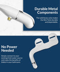Non Electric Bidet Attachment With Dual Front And Rear Wash And Adjustable Water Pressure Easy DIY Install Wooden Knob White Toilet Upgrade For Cleaner Fresher Comfort featuring durable metal components.