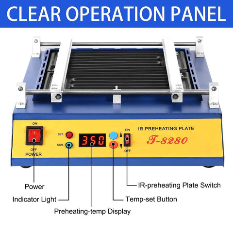 Infrared Preheating Oven 1600W Pro Grade Heating Plate with 110V hot air rework controls and display panel