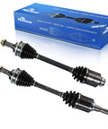 Built Tough Front CV Axle For Ford Fusion And Mercury Milan Automatic Transmission Plug And Play Replacement Driveshaft Shaft Assembly viewed from side with packaging visible.
