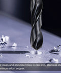 Close-up of Pro Grade Tap And Drill Bit Set For DIYers And Pros, 5/16-36 UNS Thread Tap And 9 32 Inch Black Oxide Twist Drill Bit in use