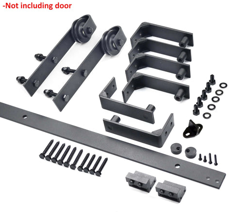 6.6 Foot Straight Roller Sliding Door Track Hardware Ceiling Mount Kit For Barn Wood Closet And Interior Doors with parts