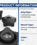 Heavy Duty 5/16 18 Thread Star Knobs Rock Solid Grip No Sweat Hand Tightening Clamping Screws Pro Grade Black Knobs