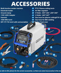 8-In-1 Plasma Cutter Welder Combo 200A Dual Voltage 110 To 220V Workhorse with accessories on display
