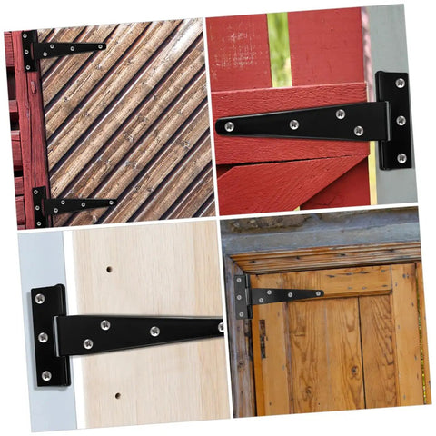 Eight Piece 5 Inch Black Painted Galvanized Metal T Hinges Weld On Slip Joint For Outdoor Doors Sheds Cabinets And Chests
