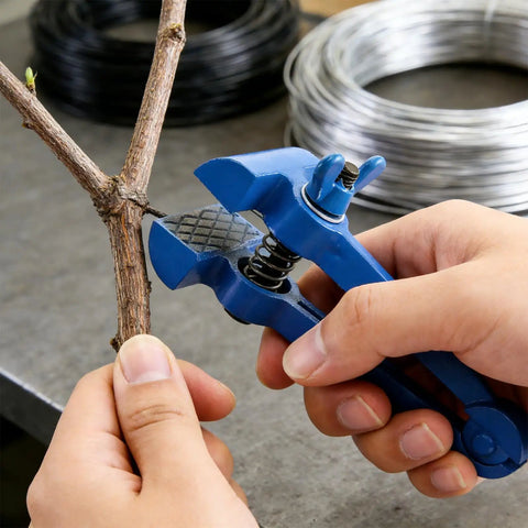 Heavy Duty Handheld Vise Pliers 50mm Mini Bench Clamp For DIY And Home Use, gripping a branch for precise work.