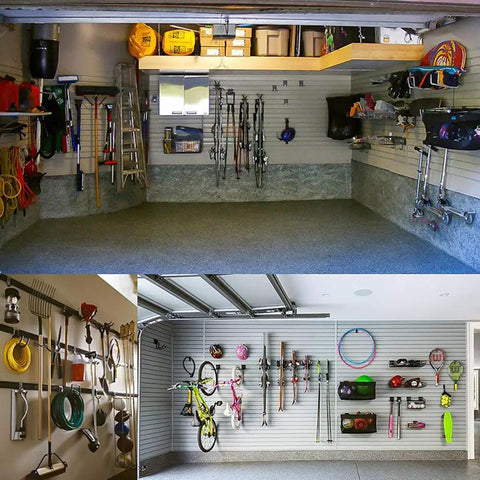 Garage storage with Heavy Duty Slatwall Hooks Set 12 Pack For Garage Storage Utility Hooks For Shovels Brooms Ladders Power Tools And More Durable Steel Organization Pack For Heavy Duty Tools And Gear