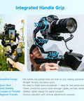 AI 4.0 Tracking Gimbal Stabilizer For Cameras And Mirrorless Gear, No App Needed Auto Tracks Faces Up To 59 Feet, integrated handle grip