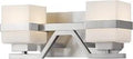 2 Light Vanity Fixture With Matte Opal Glass And Steel Banded Shades, Energy Efficient LED Lighting, Modern Ascend Style Bathroom Lights