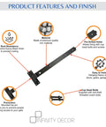 Set Of Two 24 Inch Heavy Duty Cranked Door Hinges For Sheds And Barn Gates, Black Hook And Band Hinges, product features diagram