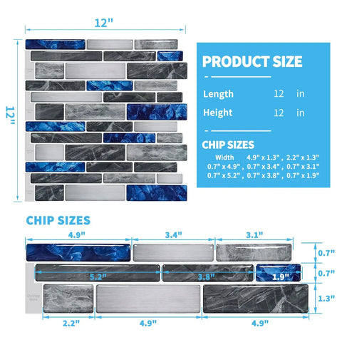 DIY Friendly Ten Sheets Peel And Stick Backsplash Tiles Set 12 By 12 Self Adhesive 3D Marble Mosaic for kitchen and bath walls.