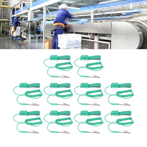 10 Pack Anti Static Wrist Straps With Adjustable Length And 1 Mega Ohm Resistor Grounding Bracelets for workbenches and tech projects