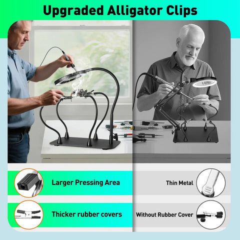 Dual 5X And 10X Magnifying Desk Lamp With Light, Flexible Helping Hand, Large Clamp Base used in crafting demonstration