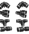 One Quarter Inch Push To Connect Pneumatic Fittings Kit 8 Pack Must Have With 2 Straight 2 Elbows 2 Tees 2 Splitters Easy Install