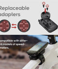 Top Tube MTB Mount For Mountain Bikes with removable adapters and mounted bike computer, compatible with Garmin Edge and Wahoo ELEMNT.