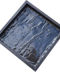 Flagstone Concrete Mold DIY Set 5 Pc Durable Pro Grade Paver Molds For Garden Pathway And Patio Stone Walkway Casting Cobblestone Paving Kit Reusable ABS Plastic Weatherproof Heavy Duty Construction S72 featuring close-up of one black ABS mold, textured surface visible.