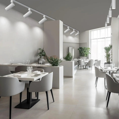Modern restaurant with Arcfox 15W 4000K LED H Type Track Lighting Heads Dimmable 3 Wire Single Circuit Fixture CRI90
