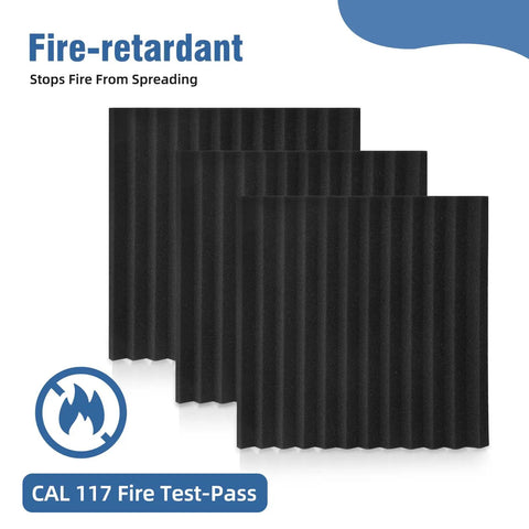 Dense 12x12 Inch Acoustic Foam Panels For Home Studio And Office Walls Pro Grade Sound Dampening High Density Tiles Black
