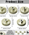 Beefed Up Aluminum 48P Pinion Gear Set for 3.175mm Shafts 33T 34T 35T 36T 37T With M4 Screw And Hex Key Fits 1/8 Inch Shaft 5 pieces
