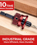 Close-up of industrial-grade drill bit on wood, showcasing durability and efficiency.