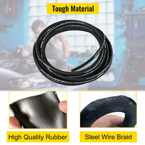 Front view: coiled rubber hydraulic hose with steel wire braid, 1/2 in ID, 50 ft length, 5000 PSI max