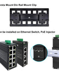 1.08 Inch Width Din Rail Mount Bracket Built Tough Aluminum Alloy Clip For 35mm Universal DIN Rail Corrosion Resistant Industrial Grade Mount For Ethernet Switch Six Pack