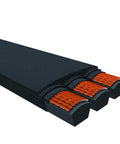 Three Band V Belt One Half Inch Pitch By 66 Inch Outer Circumference Dura Prime Style Banded V-Belt With Helically Wound Fiberglass Tensile Cords Heavy Duty Industrial Drive Belt For Machinery Power Transmission And Equipment cutaway view