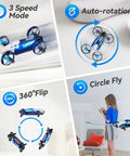 2 In 1 Mini Drone For Kids And Teens With 7 Plus 2 Light Modes And 5 Flying Postures Indoor Nano RC Quadcopter showcased in use