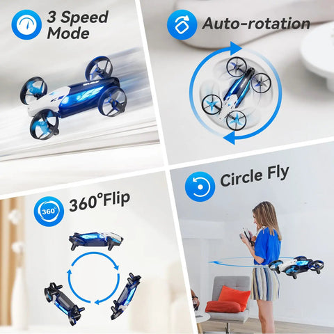 2 In 1 Mini Drone For Kids And Teens With 7 Plus 2 Light Modes And 5 Flying Postures Indoor Nano RC Quadcopter showcased in use