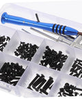 RC Car Repair Tool Kit With Wrench, Screw And Fastener Set, Nut And Bolt Assortment, blue handle, organized in compartments