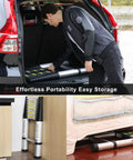 8.5 Ft Aluminum Telescoping Ladder With Traceless Tube Design, Spring Loaded Locking, 330 Lb Capacity stored in car trunk