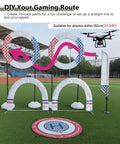 Obstacle Course Drone Gates Kit For RC FPV Racing with PVC aluminum arches and landing pad on a sports field