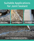 Tough As Nails Waterproof Self Leveling Sealant For Deep Crack Repair And Patching applied in floor joint and expansion joint gaps.