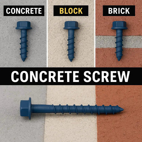 1/4 Inch By 2-3/4 Inch Hex Head Concrete Screw Anchor With Drill Bit For Masonry Brick And Block - Heavy Duty Hold Power