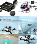 Ultra Compact Mini Pix Flight Controller V1.2 With M8N TS100 GPS Module shown with FPV racing drones and helis illustration