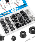 124Pcs Rubber Feet Kit With 3 Size Screws For Cutting Boards Furniture Cabinets And Electronics No Slip Bumpers shown with contents
