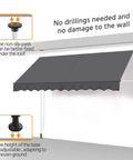 No Drill Manual Retractable Awning 118 By 118 Inches Outdoor Sunshade Shelter With Adjustable Angle And Height shown installed.