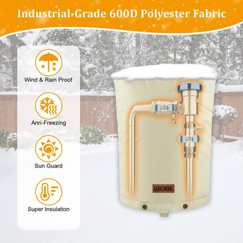 Backflow Preventer Cover 16 By 20 Inches, 5 Layer Beefed Up Heavy Duty Insulation For Winter Freeze Protection To 5 Degrees Fahrenheit shown outdoors